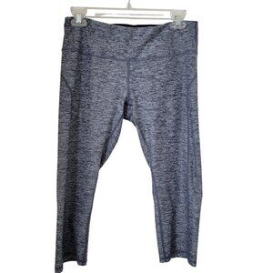 ODODOS Size M Heathered Blue-Gray Knee Length Leggings with Waistbnad Pocket